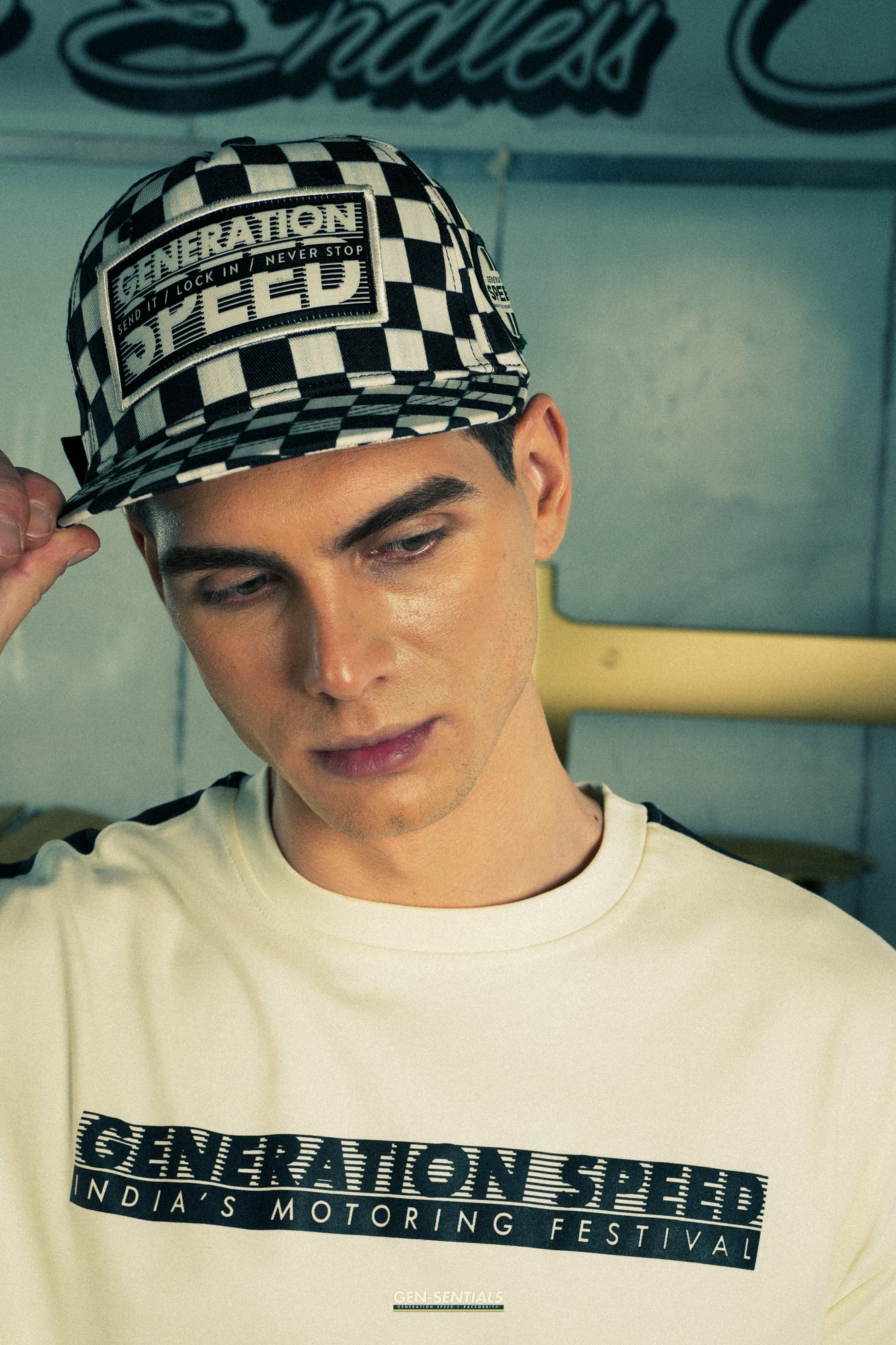 Generation Speed // Classic 5-Panel Flat Peak – Checkered Black