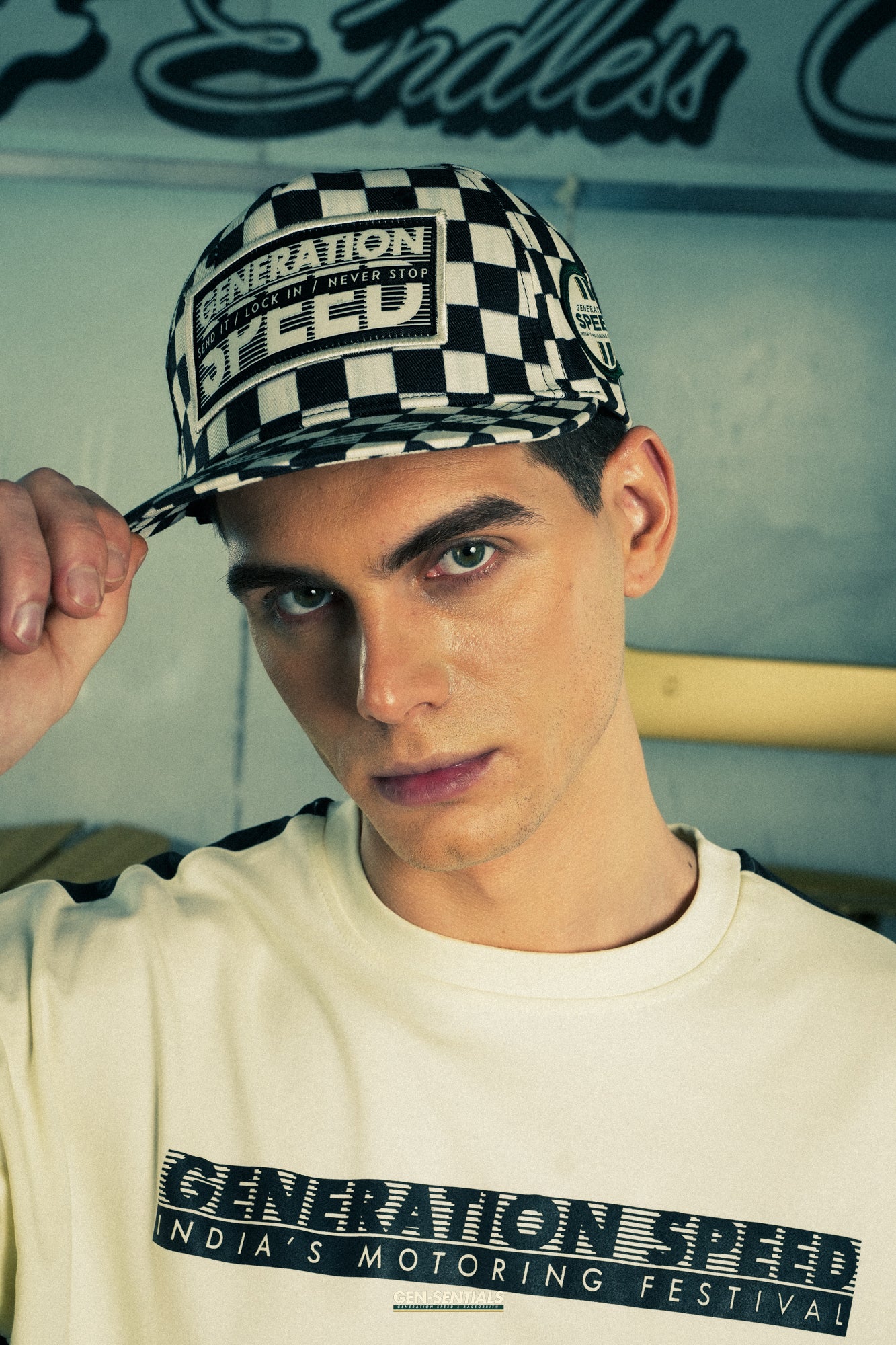 Generation Speed // Classic 5-Panel Flat Peak – Checkered Black