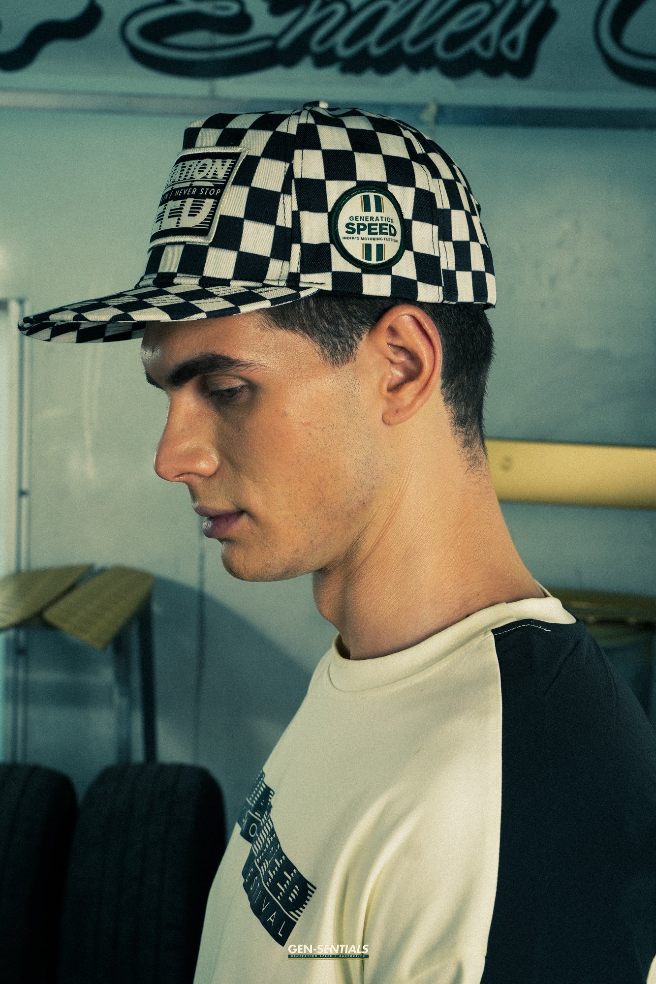 Generation Speed // Classic 5-Panel Flat Peak – Checkered Black