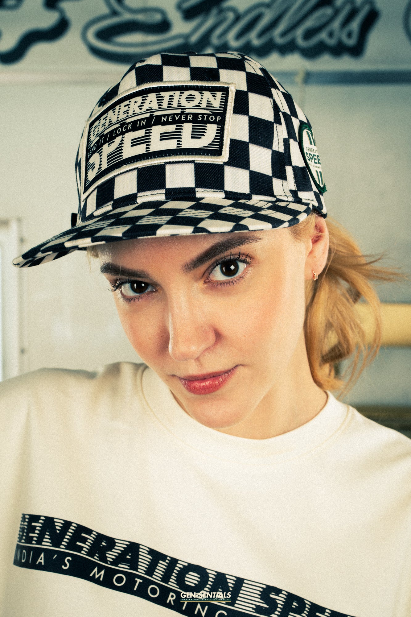 Generation Speed // Classic 5-Panel Flat Peak – Checkered Black