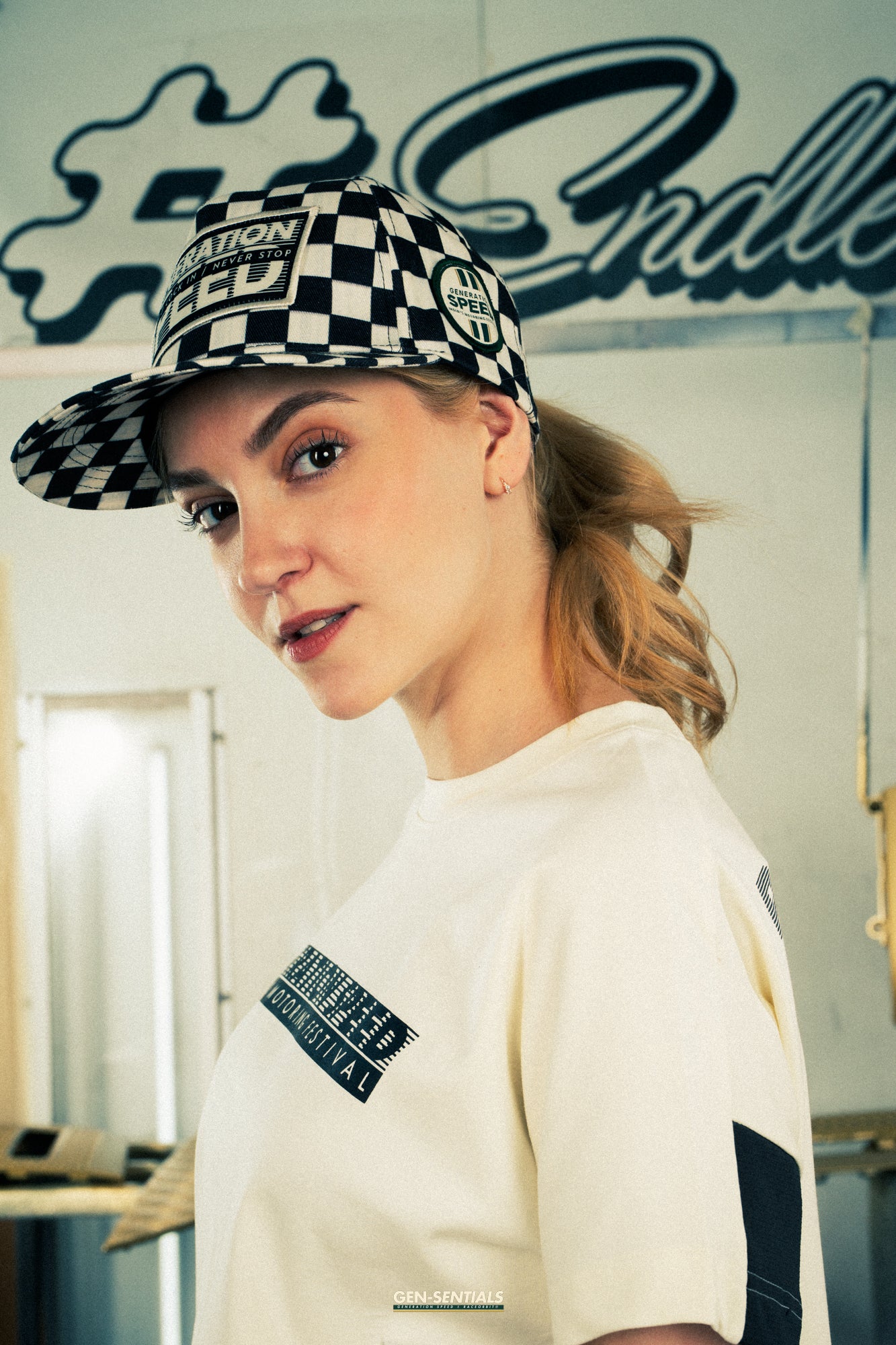 Generation Speed // Classic 5-Panel Flat Peak – Checkered Black