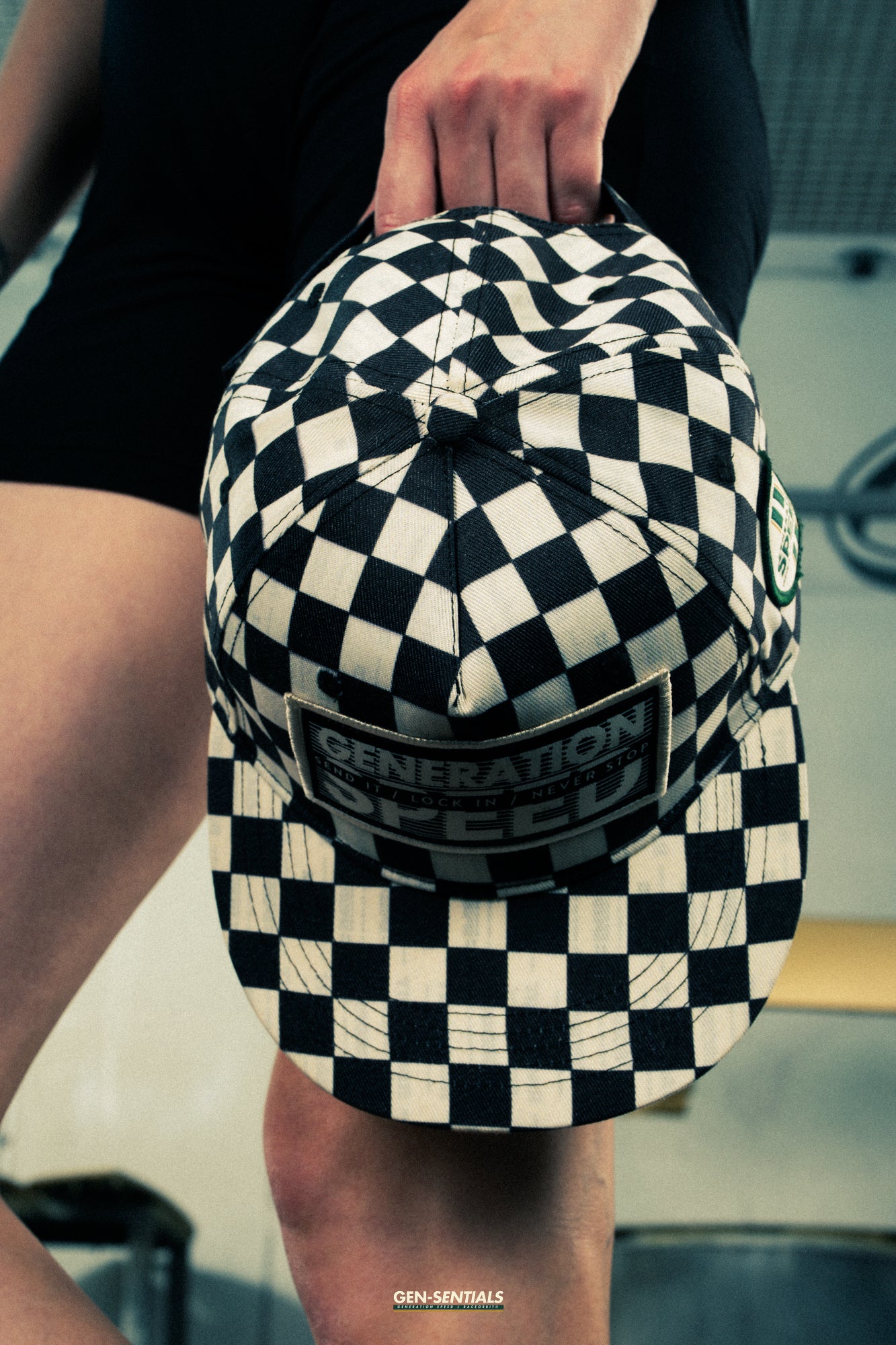 Generation Speed // Classic 5-Panel Flat Peak – Checkered Black