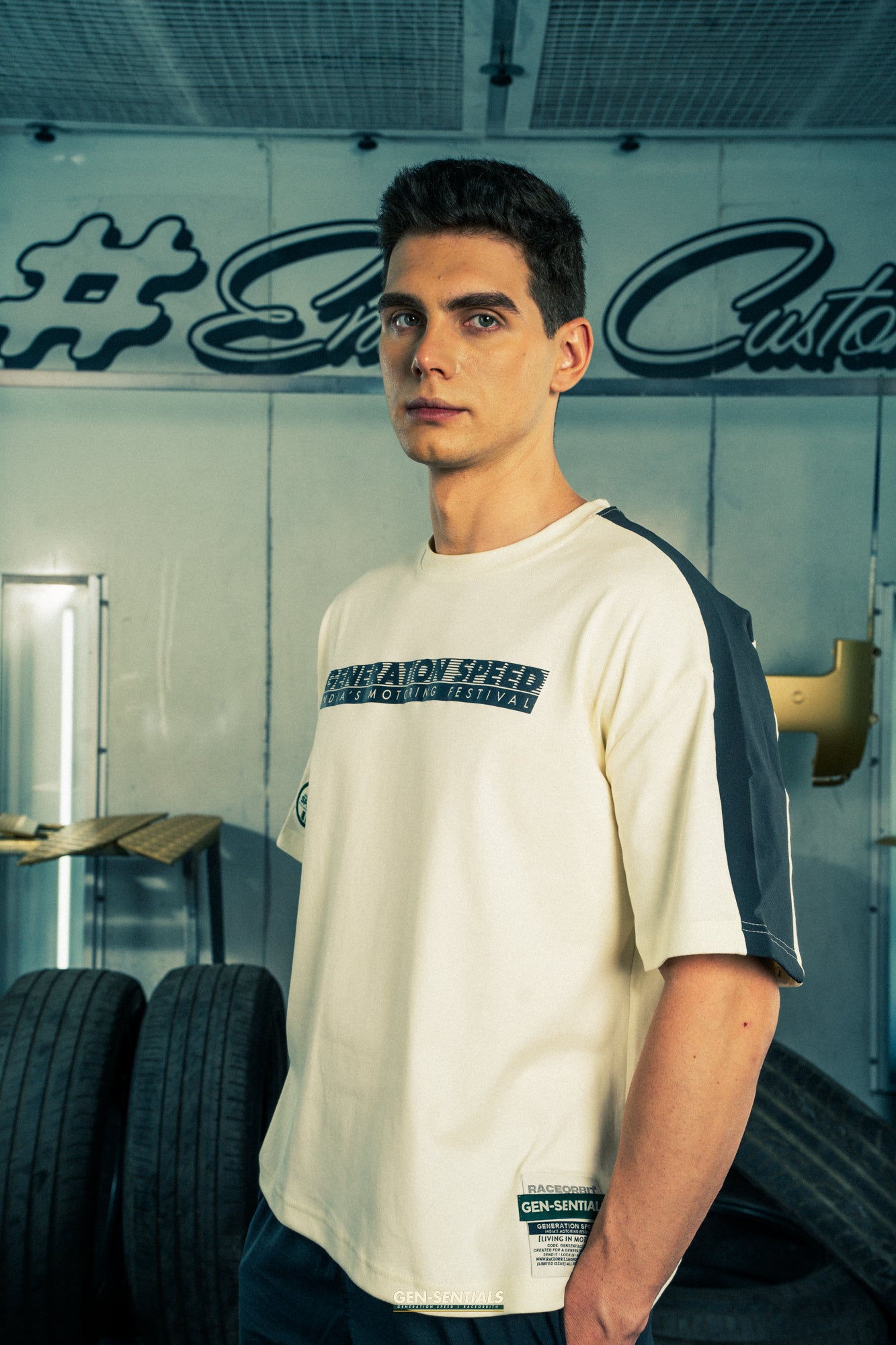 Generation Speed // Men’s Tech Tee – Performance Fit (B.Green & Off-White)