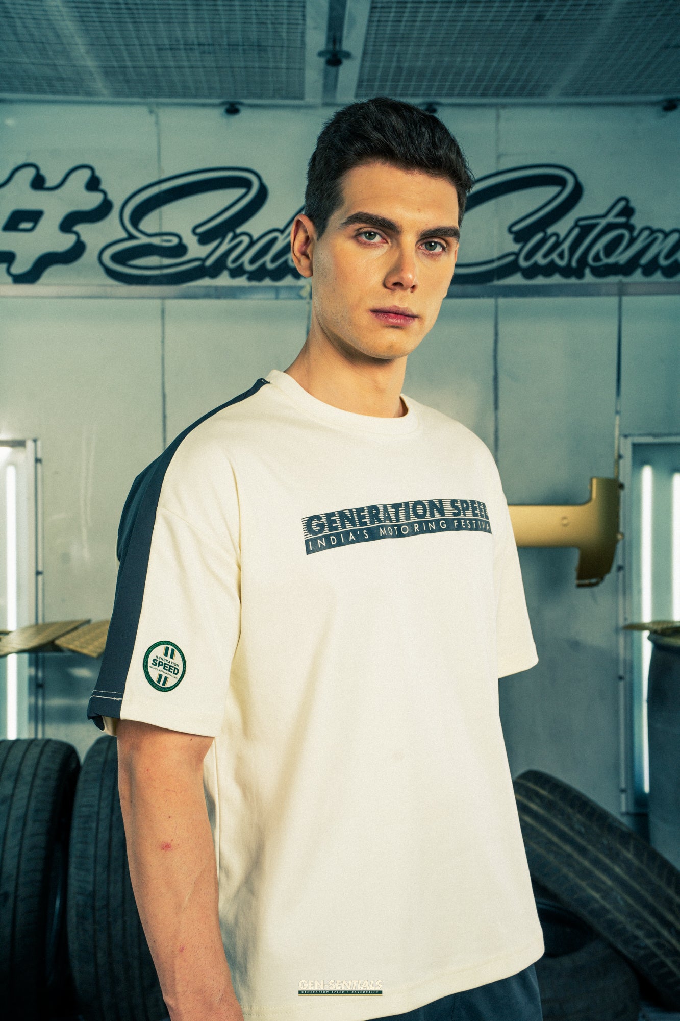 Generation Speed // Men’s Tech Tee – Performance Fit (B.Green & Off-White)
