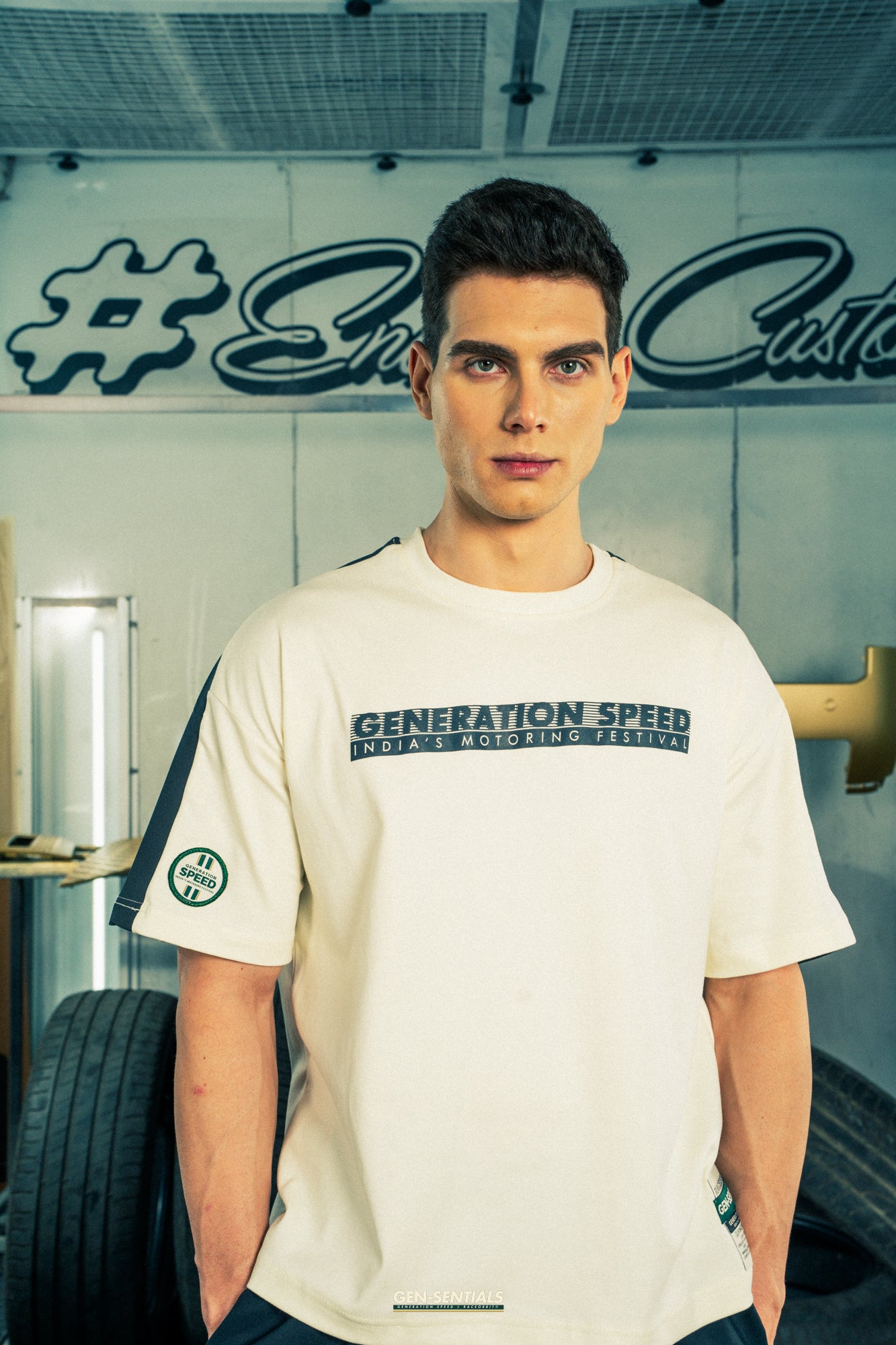 Generation Speed // Men’s Tech Tee – Performance Fit (B.Green & Off-White)