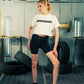 Generation Speed // Women’s Cropped Tech Tee – Boxy Fit (Green & Off-White)