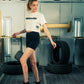 Generation Speed // Women’s Cropped Tech Tee – Boxy Fit (Green & Off-White)