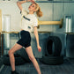 Generation Speed // Women’s Cropped Tech Tee – Boxy Fit (Green & Off-White)