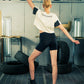 Generation Speed // Women’s Cropped Tech Tee – Boxy Fit (Green & Off-White)