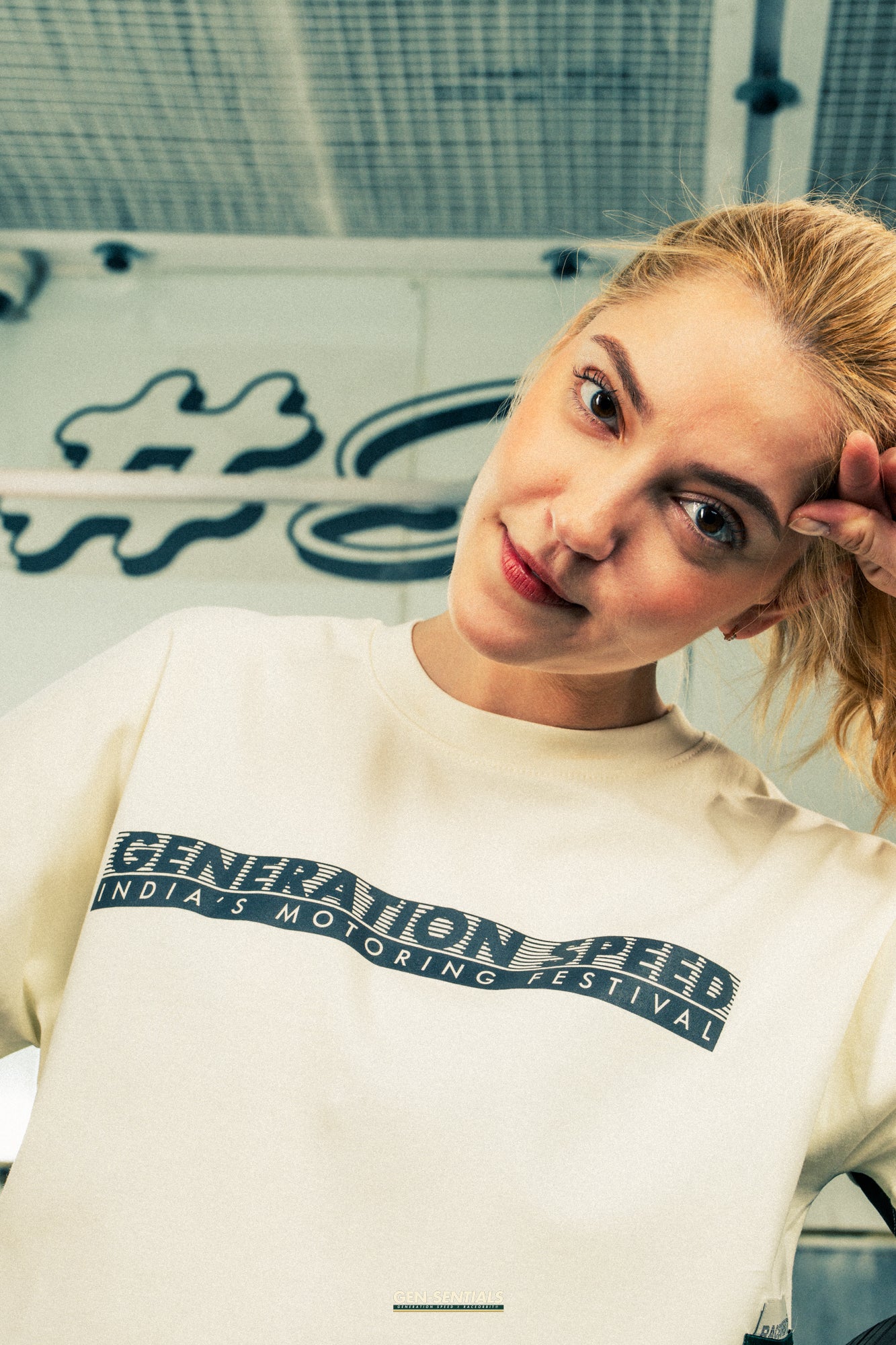 Generation Speed // Women’s Cropped Tech Tee – Boxy Fit (Green & Off-White)