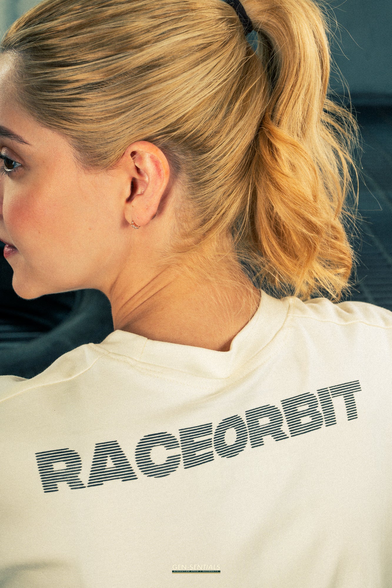 Generation Speed // Women’s Cropped Tech Tee – Boxy Fit (Green & Off-White)