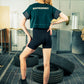 Generation Speed // Women’s Cropped Tech Tee – Boxy Fit (Green & Off-White)