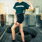Generation Speed // Women’s Cropped Tech Tee – Boxy Fit (Green & Off-White)