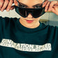 Generation Speed // Women’s Cropped Tech Tee – Boxy Fit (Green & Off-White)