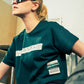 Generation Speed // Women’s Cropped Tech Tee – Boxy Fit (Green & Off-White)