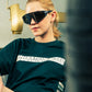 Generation Speed // Women’s Cropped Tech Tee – Boxy Fit (Green & Off-White)
