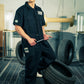 Generation Speed // Half-Sleeve Jumpsuit – Utility Edition (Black & Off-White)