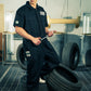 Generation Speed // Half-Sleeve Jumpsuit – Utility Edition (Black & Off-White)