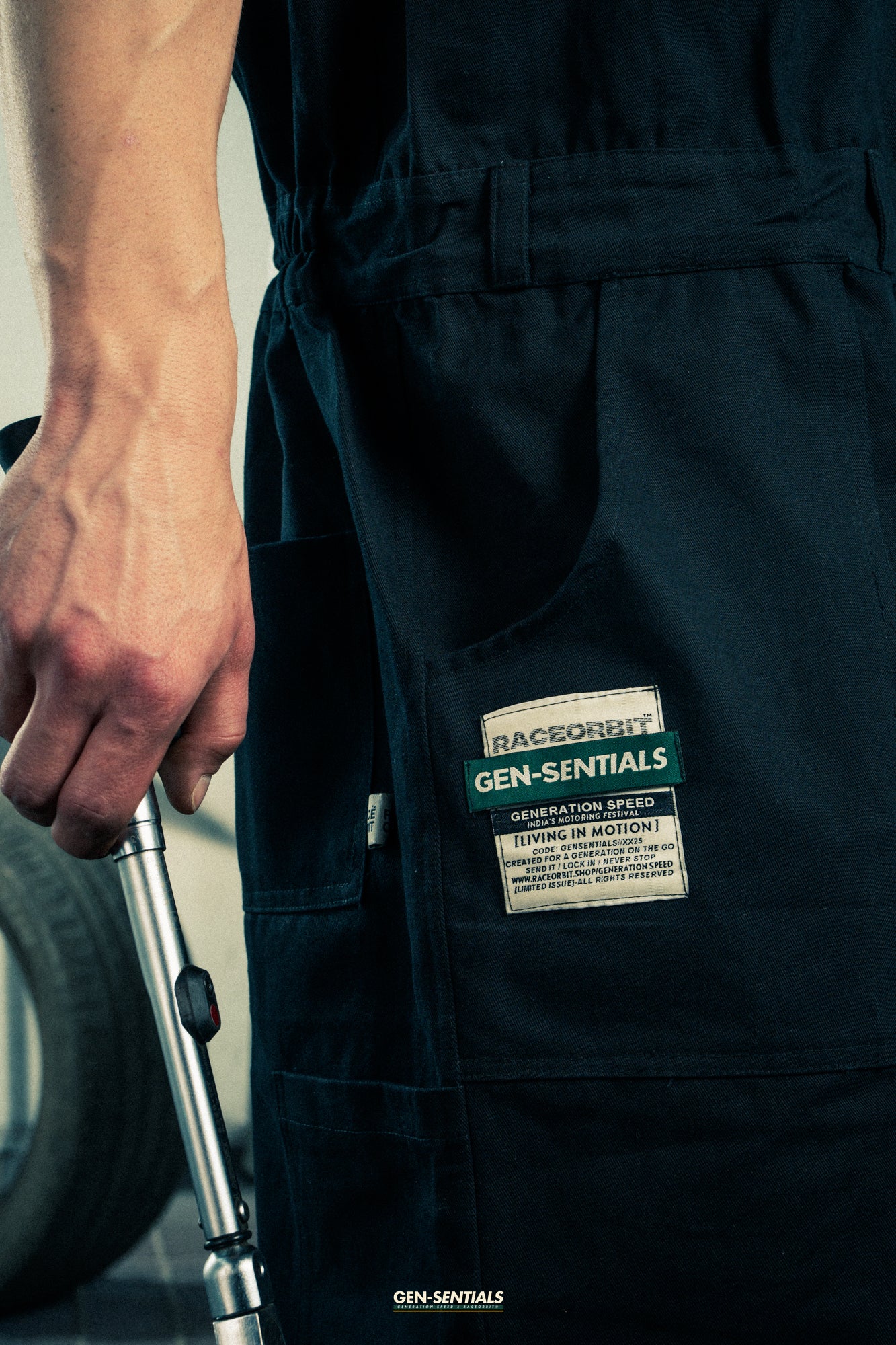 Generation Speed // Half-Sleeve Jumpsuit – Utility Edition (Black & Off-White)