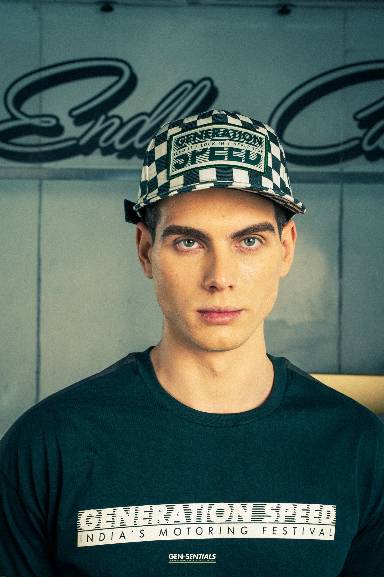 Generation Speed // Classic 5-Panel Flat Peak – Checkered Green